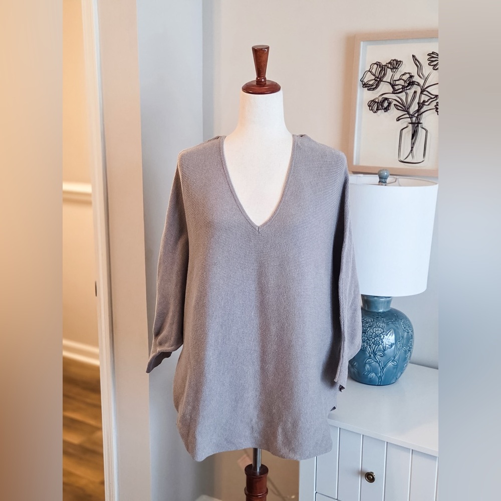 V-Neck Brown Gray Sweater